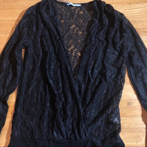 Zara Lace Deep V Body Suit - Picture 3 of 6